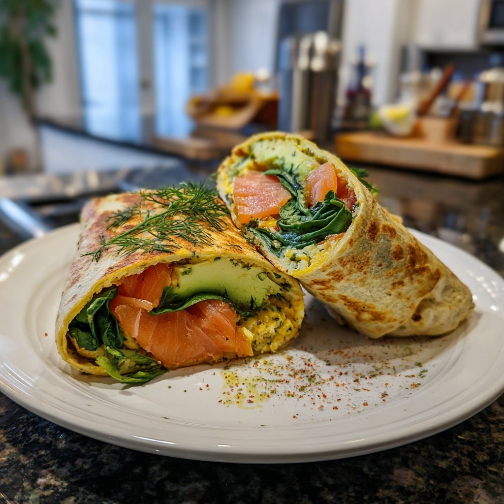 Herzhafter Geräucherter Lachs Frühstück Wrap