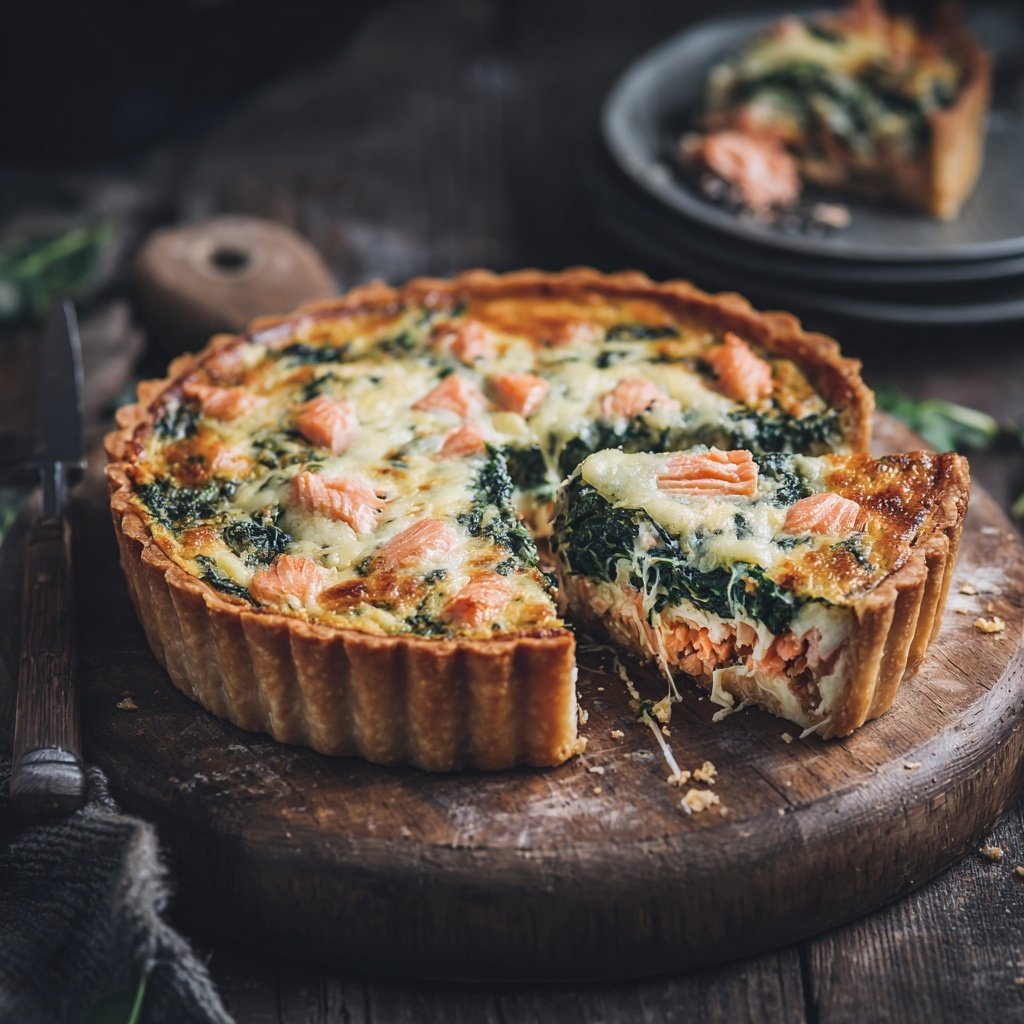 Käse-Lachs-Quiche mit Spinat