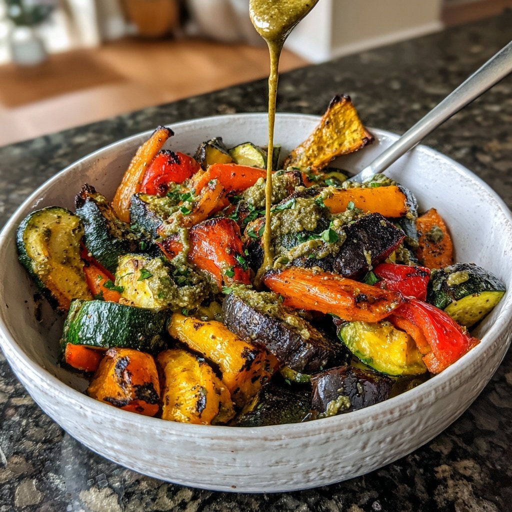 Geröstete Gemüsebowls Grüner Tahini