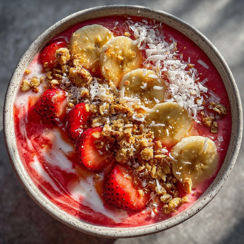 Frischer Erdbeere-Bananen-Smoothie-Bowl