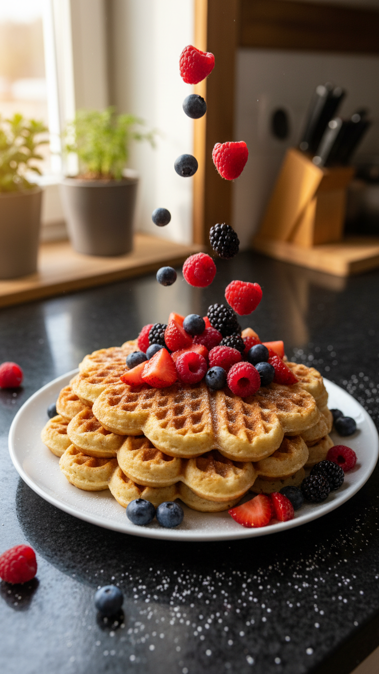 Herzwaffeln mit Beeren