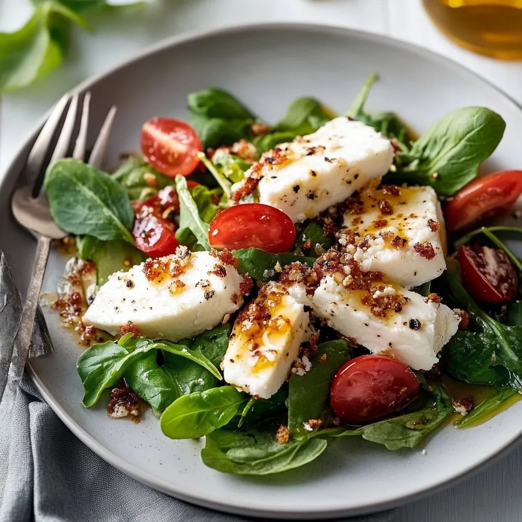 Honig-gratinierter Feta auf Feldsalat