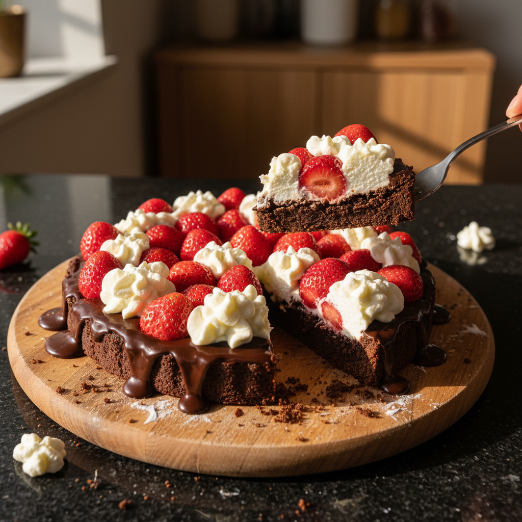 Erdbeer Schokoladen Tarte mit Schlagsahne
