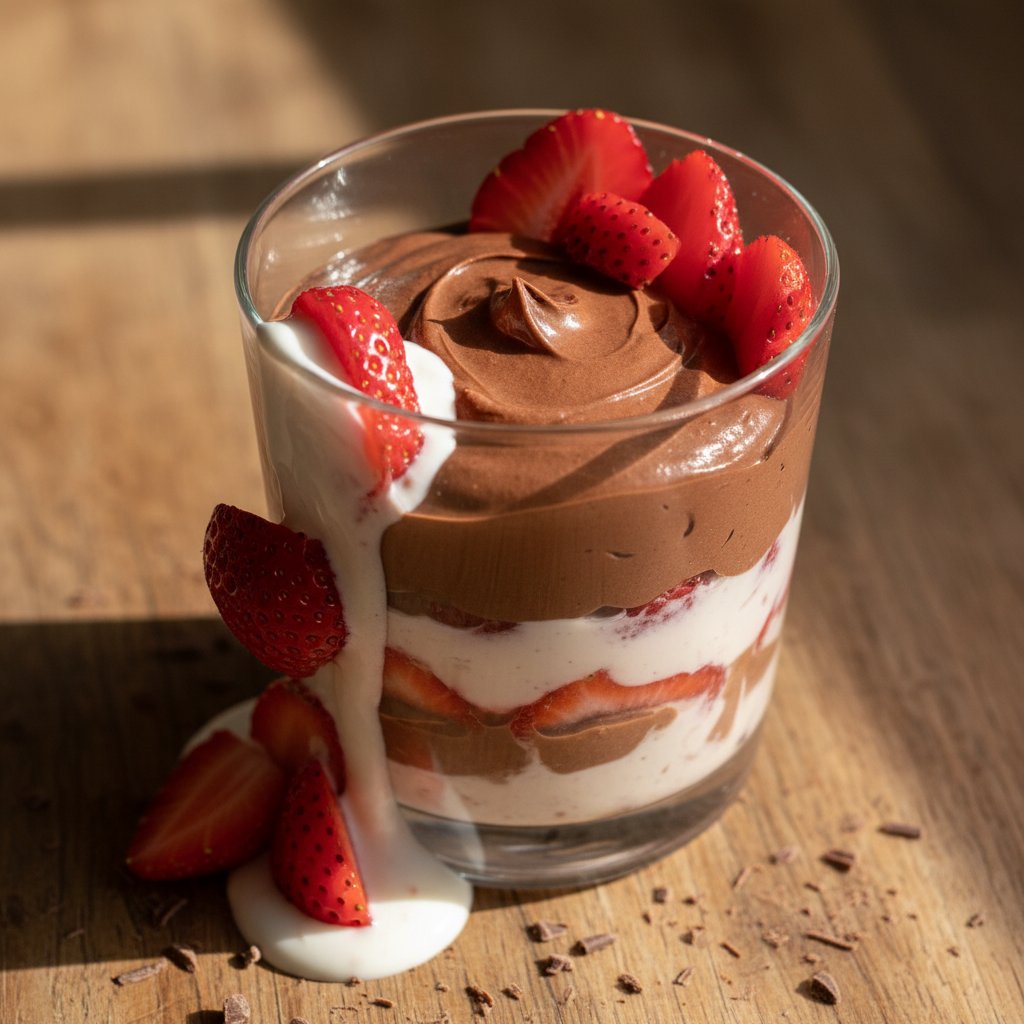 Schokoladen Erdbeer Frühstücks Parfait