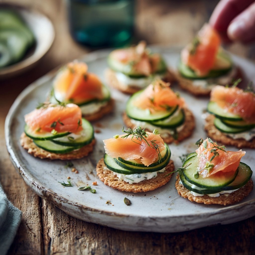 Geräucherter Lachs Gurken Bites