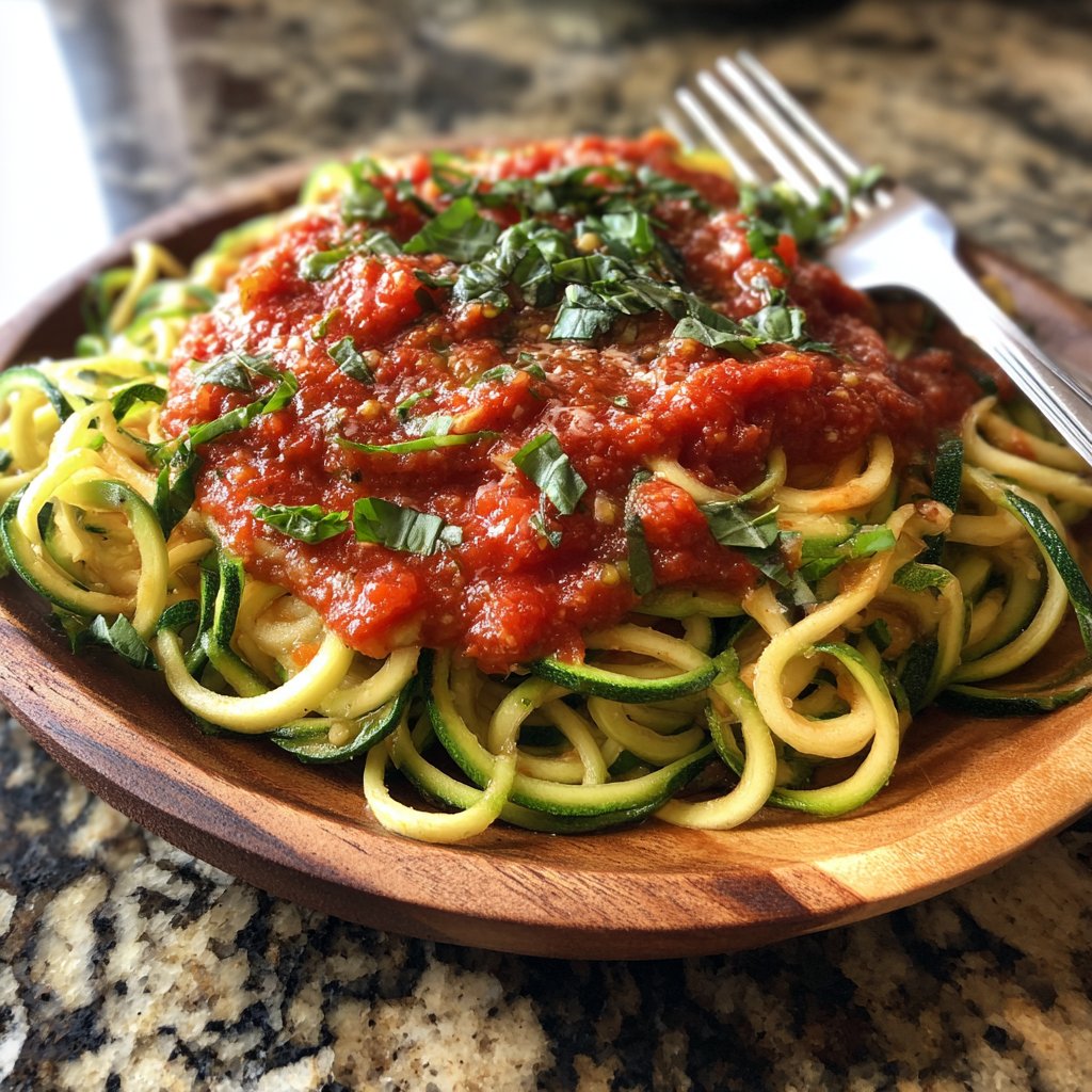 Zucchini-Nudeln mit Tomatensauce