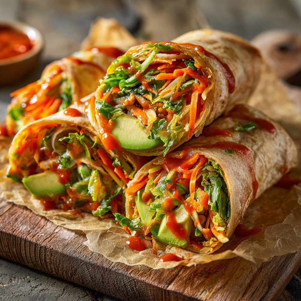 Sriracha Gemüse Salat Wraps