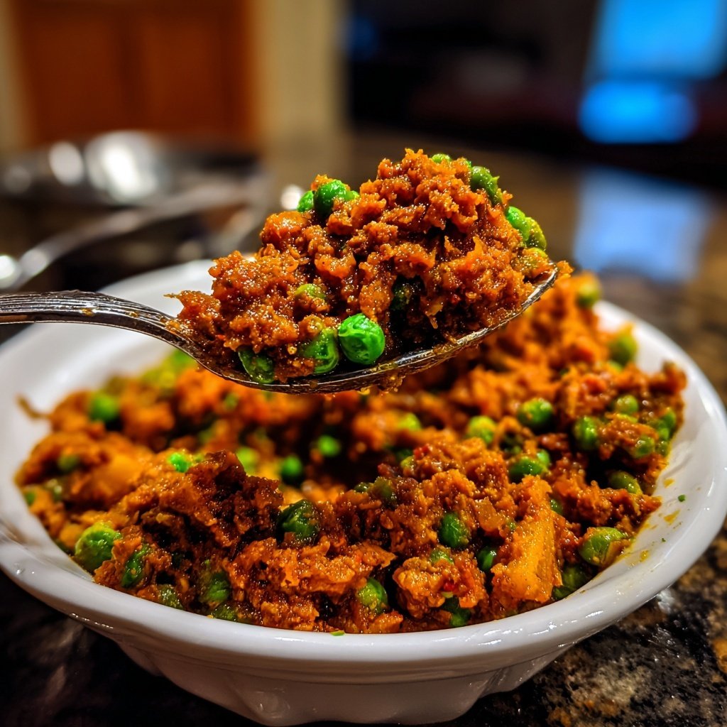 Lamm Keema Kartoffeln Erbsen Scharf