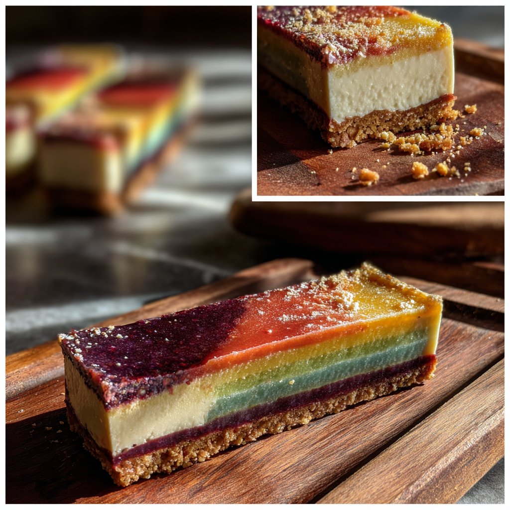 Ohne Backen Regenbogen Cheesecake Riegel