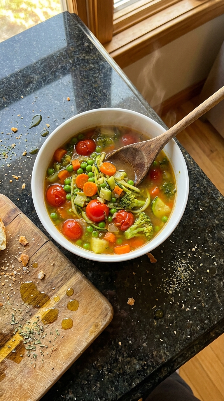 Zucchini Nudel Primavera Suppe