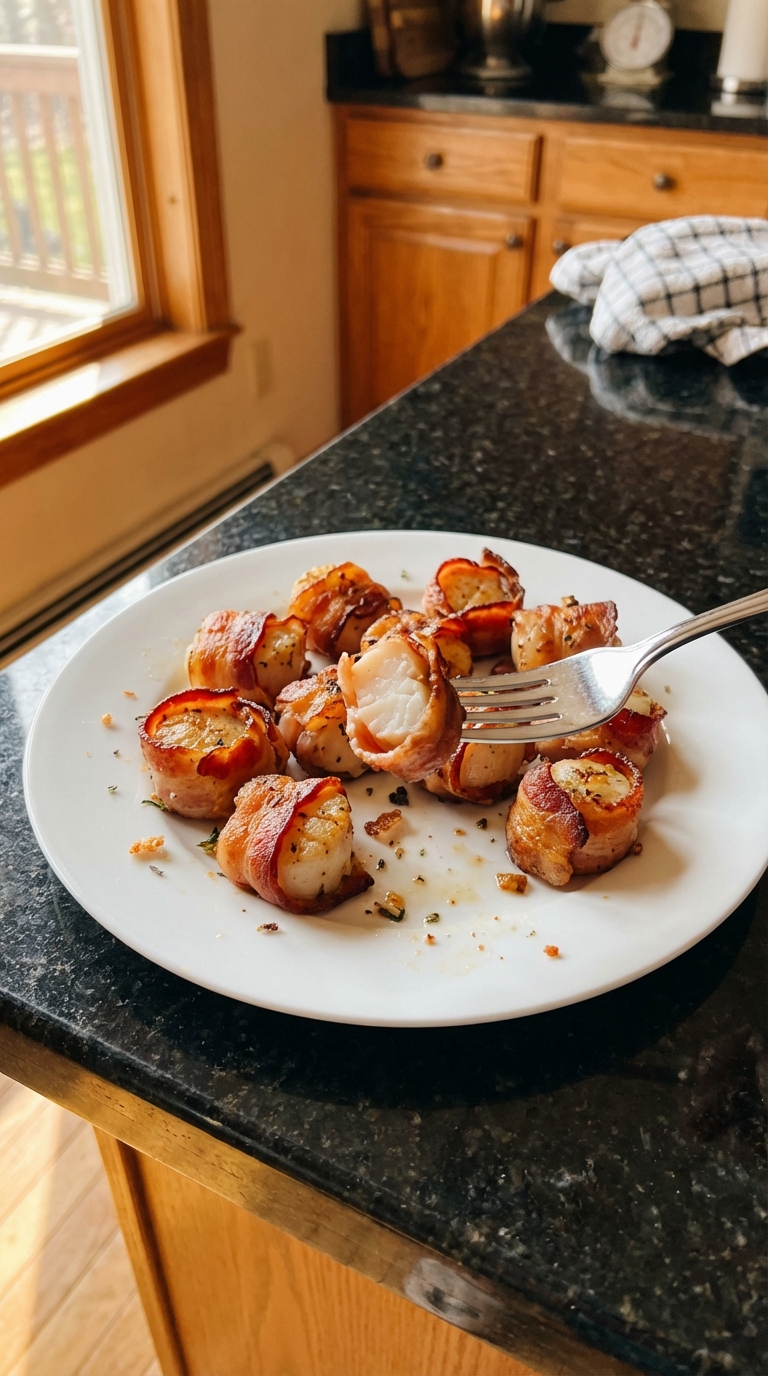 Knusprig Gebratene Jakobsmuscheln mit Bacon​