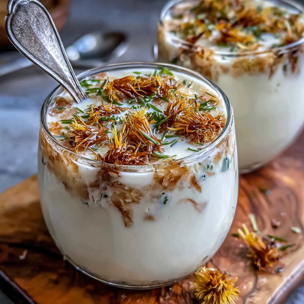 Zartes Löwenzahn-Panna Cotta