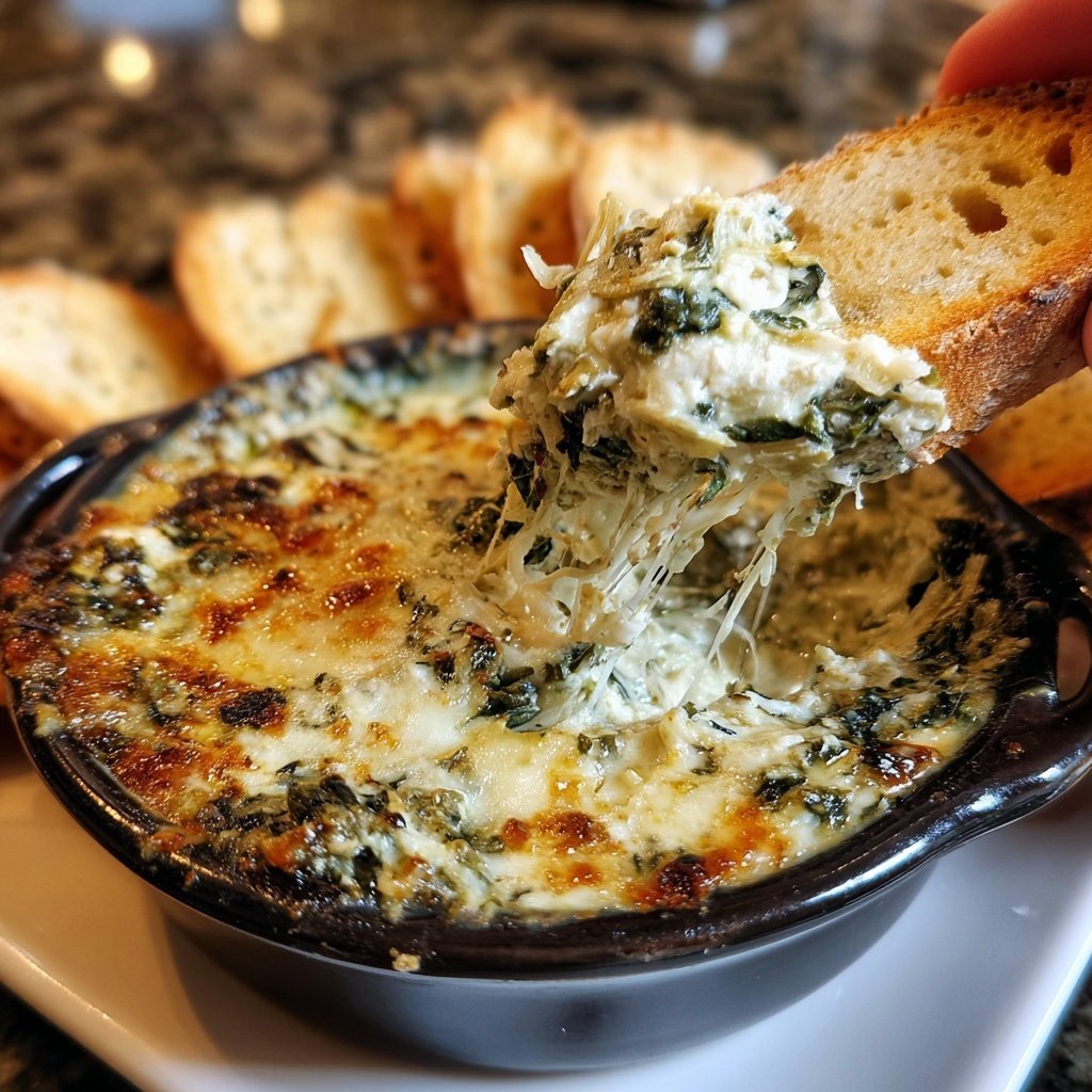 Spinat Artischocken Dip mit Semmelbröseln