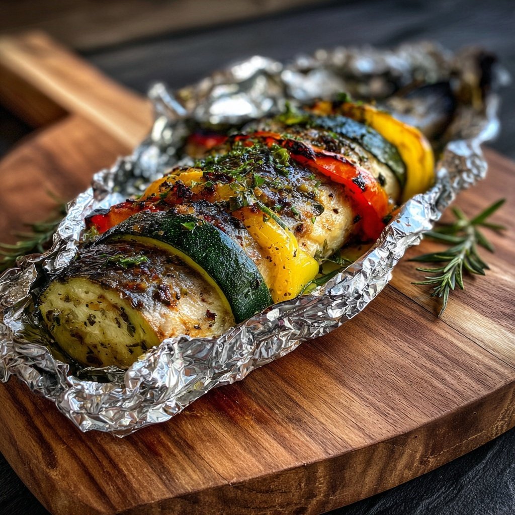 Gegrillte Fisch Gemüse Päckchen