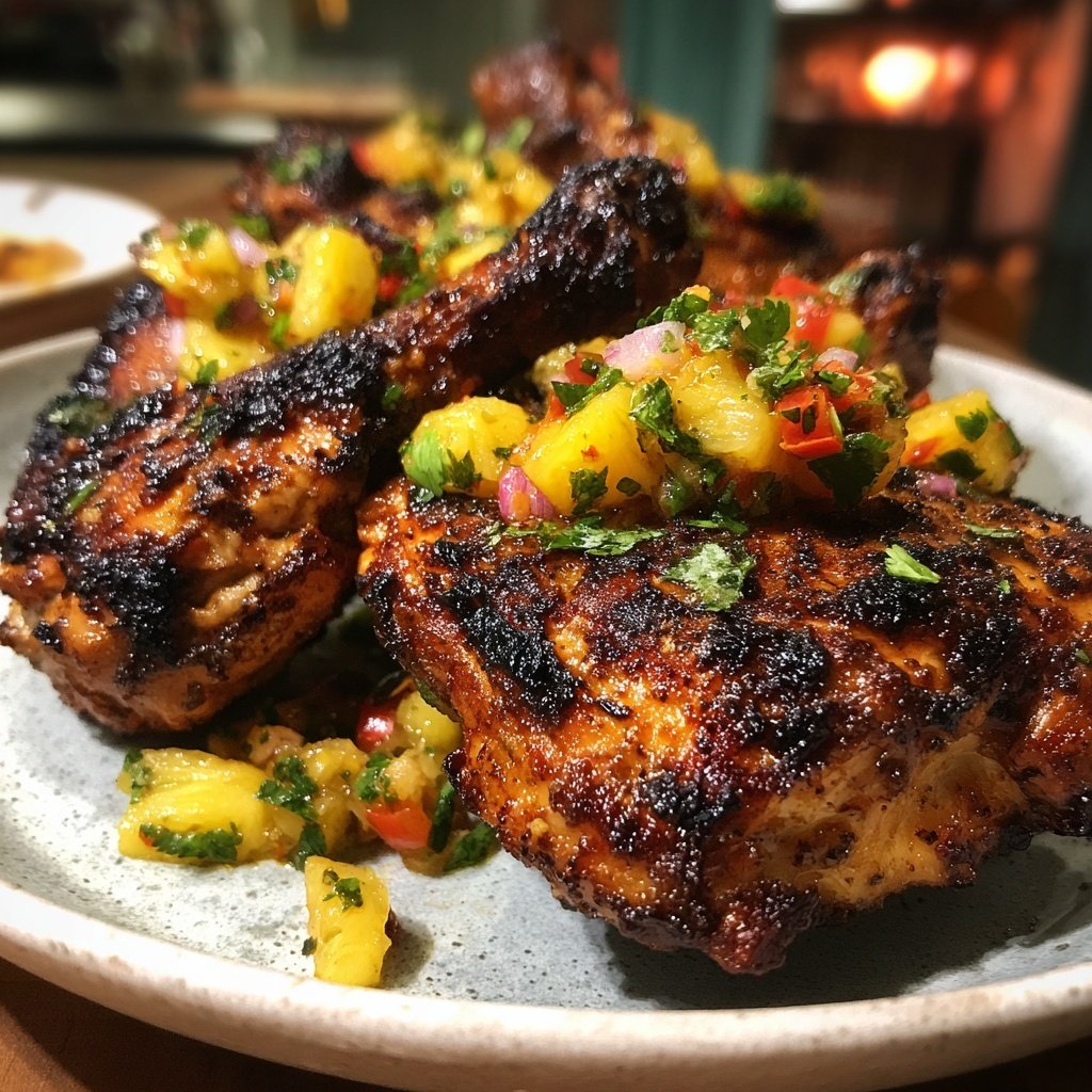 Jerk Hähnchen mit Ananas Salsa