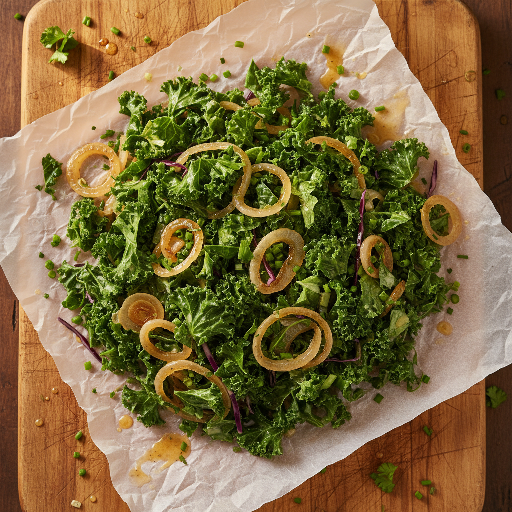 Karamellisierte Zwiebel und Grünkohl Slaw