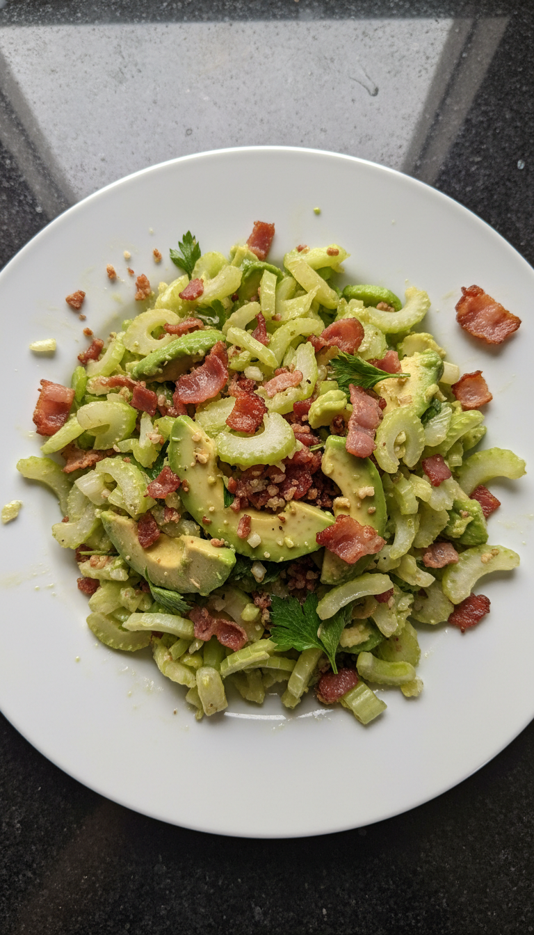 Sellerie Salat mit Speck und Avocado