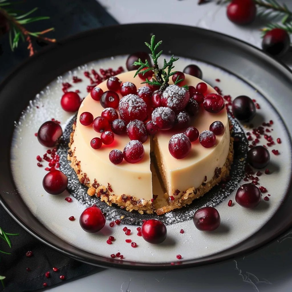 Spekulatius-Panna Cotta-Tarte mit Cranberries