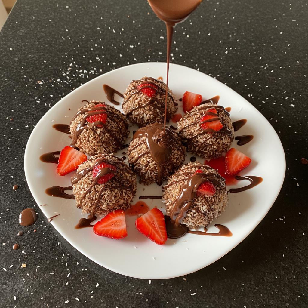 Schokoladen Kokos Erdbeer Köstlichkeiten