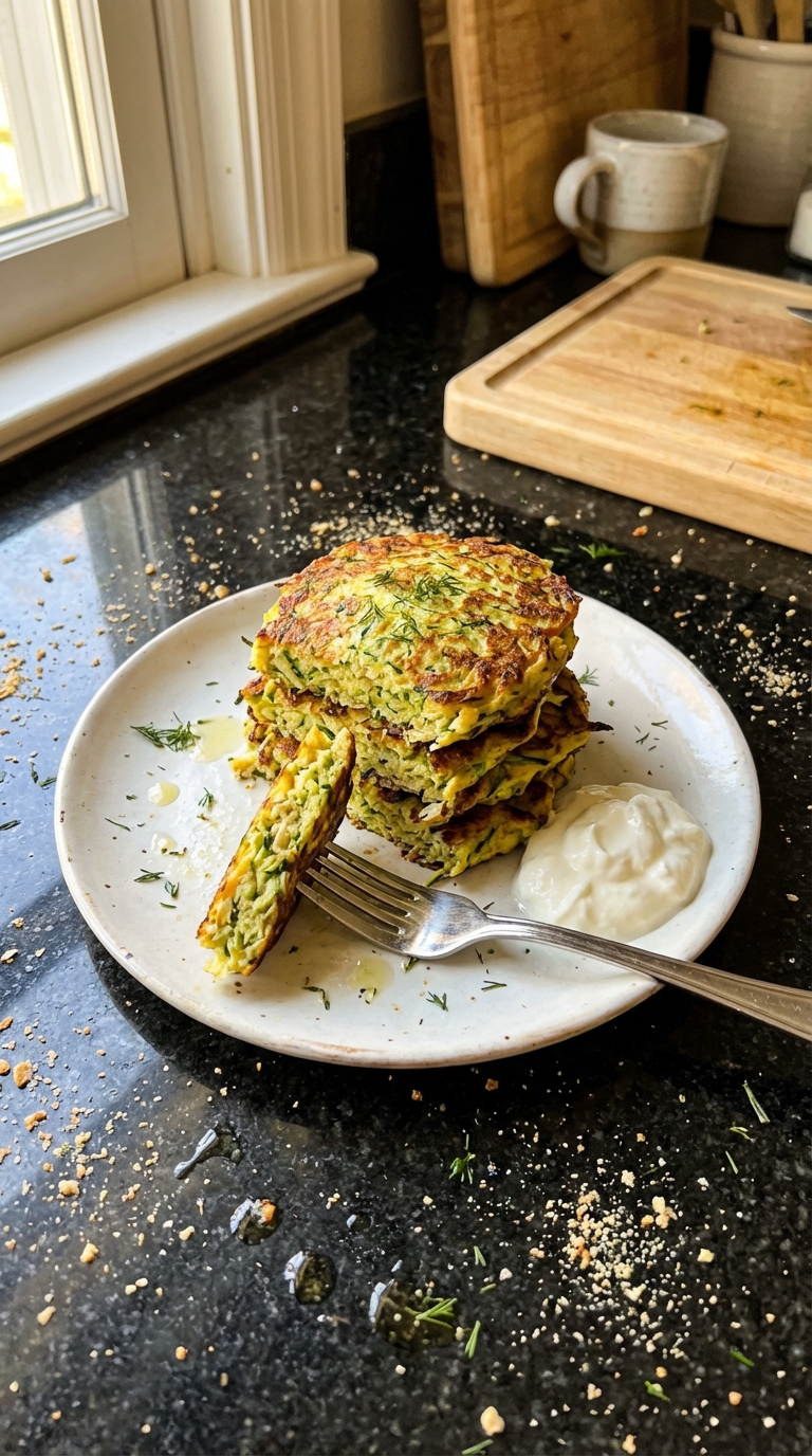 Zucchini Puffer mit Joghurt